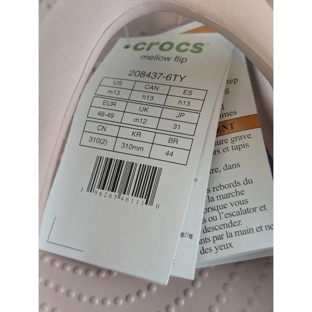 Crocs Mellow Recovery Flip Flops Men's 13 Pink Clay Argyle Rose New Tags